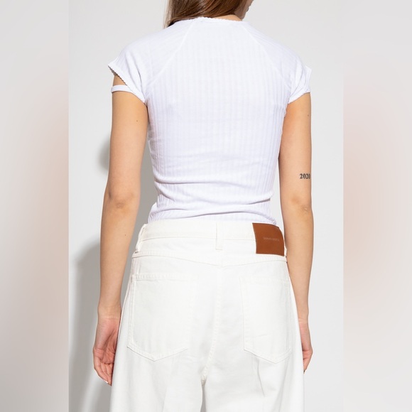 New! Helmut Lang white little ribbed core knit cotton t-shirt - Picture 4 of 10